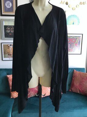 SOMA size L Lightweight Black Open Drape Front Cardigan Sweater